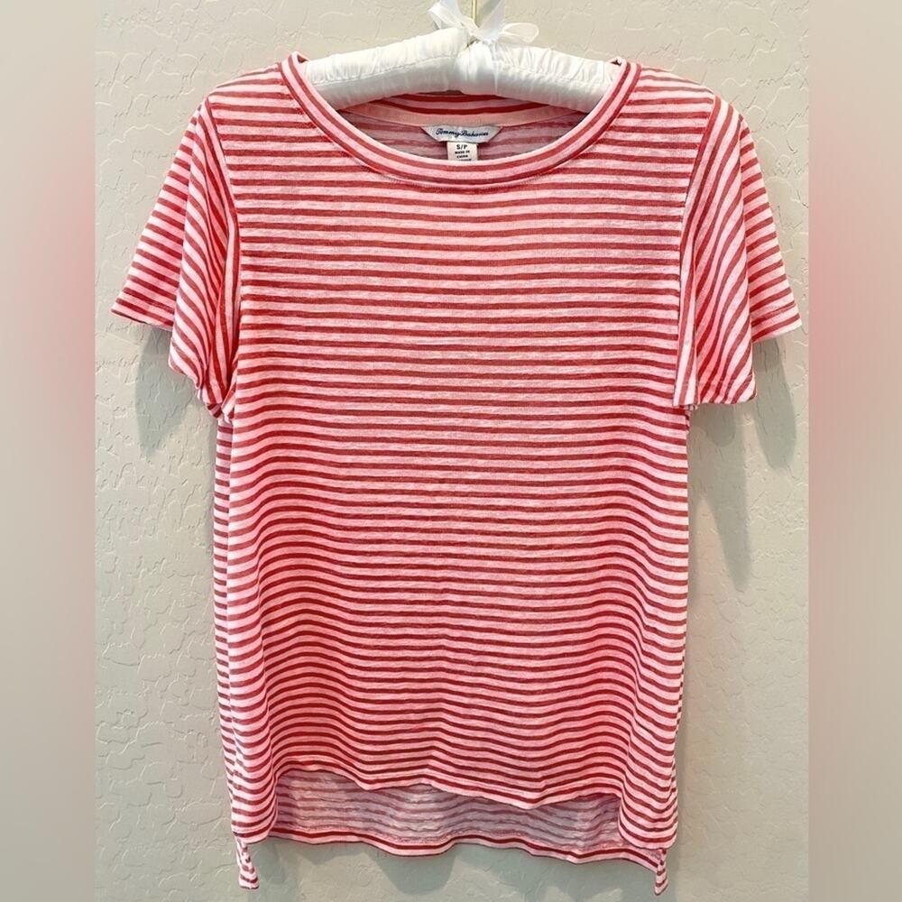 TOMMY BAHAMA | Red White Striped Tee Shirt Top Modal Blend Stretch | Small